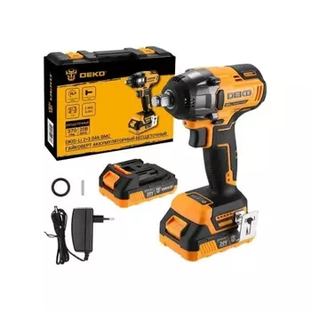 Гайковерт аккумуляторный бесщеточный DEKO DKIS-Li, 20В, 2*3.0Ач, 370 Нм, в кейсе