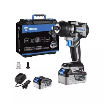 Гайковерт аккумуляторный бесщеточный DEKO ZKIS20 PRO MAX, 20В, 2*5.0Ач, 950 Нм, в кейсе