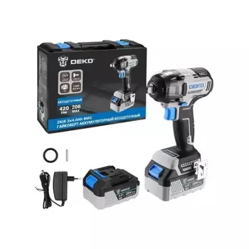 Гайковерт аккумуляторный бесщеточный DEKO ZKIS, 20В, 2*4.0Ач, 420 Нм, в кейсе