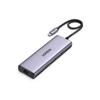 Хаб UGREEN USB концентратор USB-C To HDMI 4K при 30 Гц , 3хUSB 3.0 A, PD Power Converter 100 Вт цвет серый космос (15596)