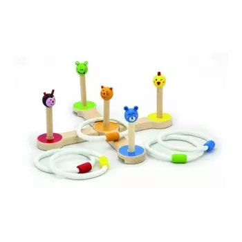 Игра Кольцеброс в коробке основание,5 колышков с животными,5 колец VIGA VG50174