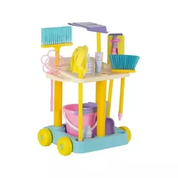 Игровой набор "Золушка" №6 (14 предметов) тележка,щетка 2 шт совок 2 шт,швабра 2 шт,ведро,выбивалка,бутылочки 3 шт У815