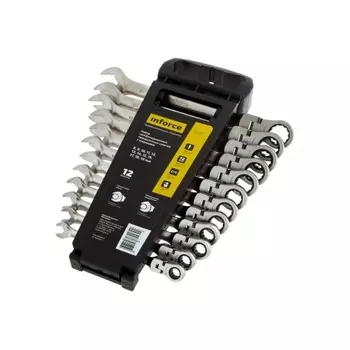 Inforce Набор комбинированных шарнирных ключей с трещоткой 12 предметов 06-05-51