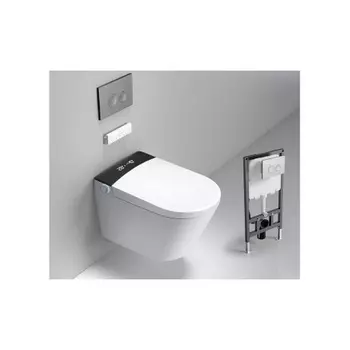 Электронный унитаз-биде подвесной с инсталляцией и черной матовой кнопкой TIMO (TЕ-751B)