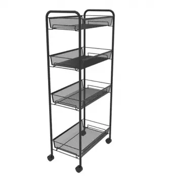 Этажерка "Ладья 24 К" метал. на колесиках (44*25*100 см) черный Э 342 Ч