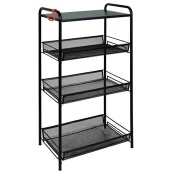 Этажерка "Ладья 34С", 3 корзины, столик, Д*Ш*В - 45*30*84 см, черный Э 558 Ч