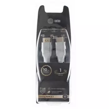 Кабель аудио-видео Cactus CS-HDMI.2.1-1 HDMI (m)/HDMI (m) 1м. Позолоченные контакты серебристый
