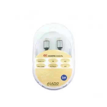 Кабель аудио-видео LAZSO WH-111-B HDMI (m)/HDMI (m) 3м. Позолоченные контакты черный (WH-111(3M)-B)