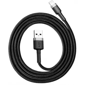 Кабель Baseus Cafule Special Edition USB - Lightning 2.4A 1m Grey-Black CALKLF-BG1