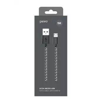 Кабель PERO DC-04 micro-USB 2А 1м Silver-black