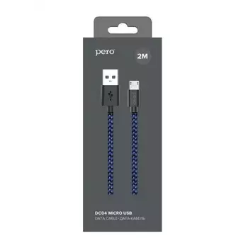 Кабель PERO DC-04 micro-USB 2А 2м Blue-black