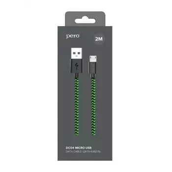 Кабель PERO DC-04 micro-USB 2А 2м Green-black