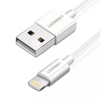 Кабель UGREEN US155 (20728) USB-A Male to Lightning Male Cable белый