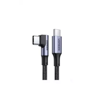 Кабель UGREEN US334 (70643) USB-C 2.0 Male To Angled 90° USB-C 2.0 Male 5A Data Cable. 1м. черный