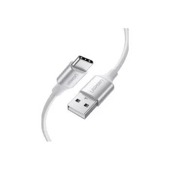 Кабель UGREEN USB A Male - USB C Male, 3A, 0.5м, в оплетке, белый (60130)