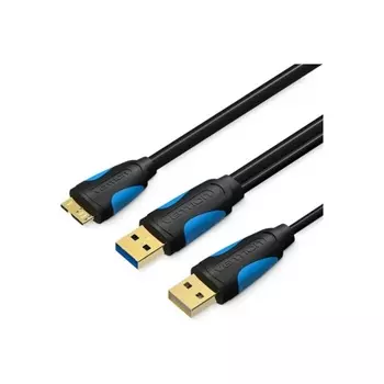 Кабель Vention USB 3.0 AM/micro B, USB 2.0 AM - 1м (CQPBF)