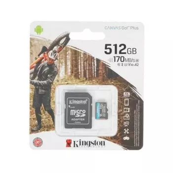Карта памяти Kingston microSDXC 512Gb Class10 SDCG3/512GB + adapter