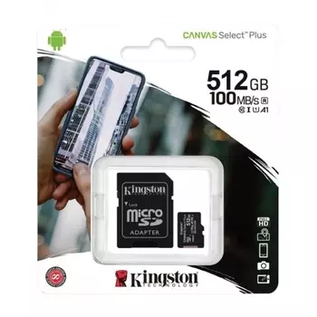 Карта памяти Kingston microSDXC 512Gb SDCS2/512GB Canvas Select Plus + adapter