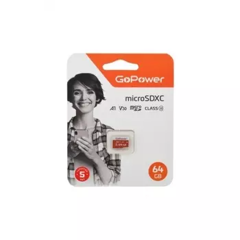 Карта памяти microSD GoPower 64GB Class10 UHS-I (U3) (00-00025681)