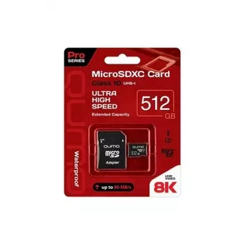 Карта памяти Qumo microSDXC 512GB Pro series Class 10 UHS-I U3 + SD адаптер (QM512GMICSDXC10U3)
