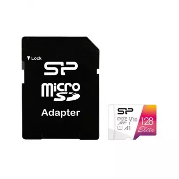 Карта памяти Silicon Power micro SDXC 128Gb Elite Class 10 UHS-I U1 A1 + ADP (100/10 Mb/s)