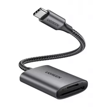 Картридер UGREEN USB-C 3.1 для карт памяти TF / SD, серый (80888)
