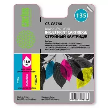 Картридж Cactus CS-C8766 для №135 HP DJ5743/6543/6843, OfficeJet 6213/7313/741, многоцветный