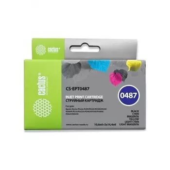 Картридж Cactus CS-EPT0487 черный/голубой/пурпурный/желтый/светло-голубой/светло-пурпурный