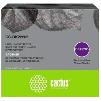 Картридж ленточный Cactus CS-DK22205 DK-22205 черный для Brother P-touch QL-500, QL-550, QL-700, QL-800