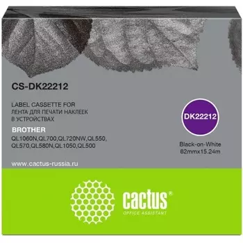 Картридж ленточный Cactus CS-DK22212 DK-22212 черный для Brother P-touch QL-500, QL-550, QL-700, QL-800