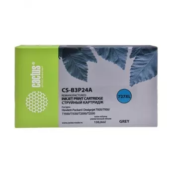 Картридж струйный Cactus №727 CS-B3P24A серый (130мл) для HP DJ T920/T1500/T2530