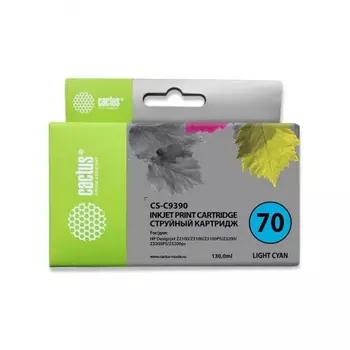 Картридж струйный Cactus CS-C9390 №70 светло-голубой (130мл) для HP DJ Z3100