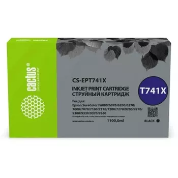 Картридж струйный Cactus CS-EPT741X T741X черный (1000мл) для Epson SureColor SC-F6200/7200/9200