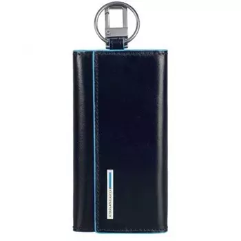 Ключница Piquadro Blue Square, синяя, 6х12х2 см PC1397B2/BLU2