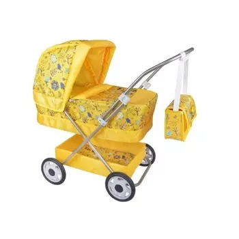 Коляска кукольная Ясюкевич №13 "Цветы на желтом фоне" (металл.) 77*70*34см