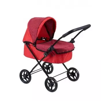 Коляска-люлька для кукол красная с отделкой вишневый меланж 9619/цвeт№4