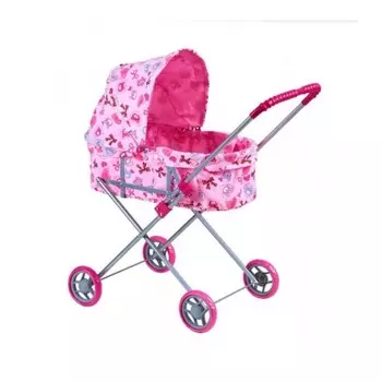 Коляска-люлька для кукол розовая с мишками; в пакете 9308/цвeт№2