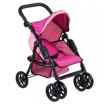 Коляска прогулочная для кукол цикламеновый меланж с розовой 9352/цвeт№2