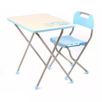 Комплект дет. с рис. в стиле "Ретро" (от 3 до 7 лет, стол выс. 57см + стул пласт.)голуб/беж КПР/1