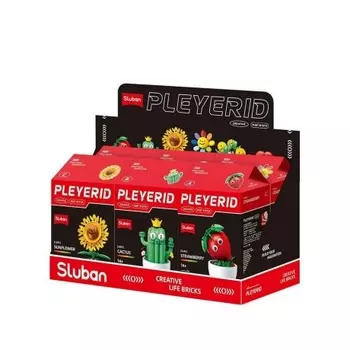 Конструктор "Комнатные растения", 6 видов, 57-101 деталей клубника,кактус,2 подсолнуха,кумкват,фрукт