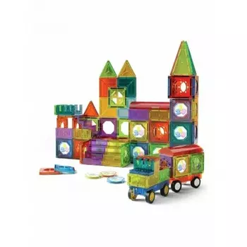 Конструктор магнитный 43 детали,2 неваляшки,наклейки (в контейнере)