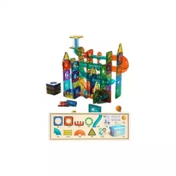 Конструктор магнитный 97 деталей,8 шариков,наклейки (в контейнере)