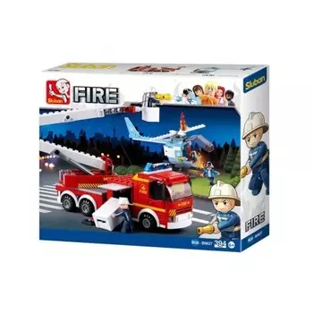 Конструктор "Пожарная машина с вертолетом"(394дет) SLUBAN М38-В0627