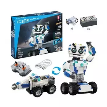 Конструктор "Робот-бурмашина" 606 деталей на РУ в коробке сборка 2 моделей;вращение сверла,управление выражением эмоци