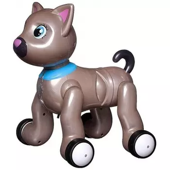 Кошка коричневая на РУ (свет,звук,проектор) в коробке миска,рыбка;аккумулятор;мяукание,мелодии,движение ZYB-B2997-6