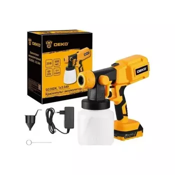 Краскопульт аккумуляторный DEKO SG20DK, 20В, 800 мл, 1x3.0Ач