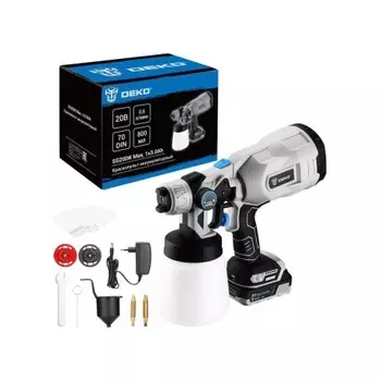 Краскопульт аккумуляторный DEKO SG20DK Max, 20В, 800 мл, 1x3.0Ач