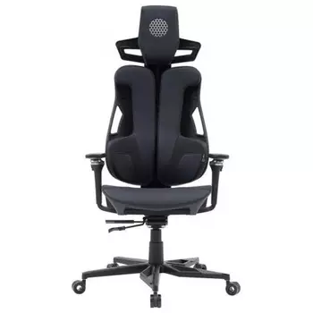 Кресло Cactus CS-CHR-DUO-BBK черный кожзам с подголов. крестов. алюминий пластик черный