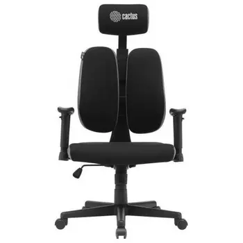 Кресло Cactus CS-CHR-MC03-BKGY черный/серый с подголов. крестов. пластик пластик черный