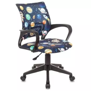 Кресло детское Бюрократ BUROKIDS 1 темно-синий космонавт крестов. пластик